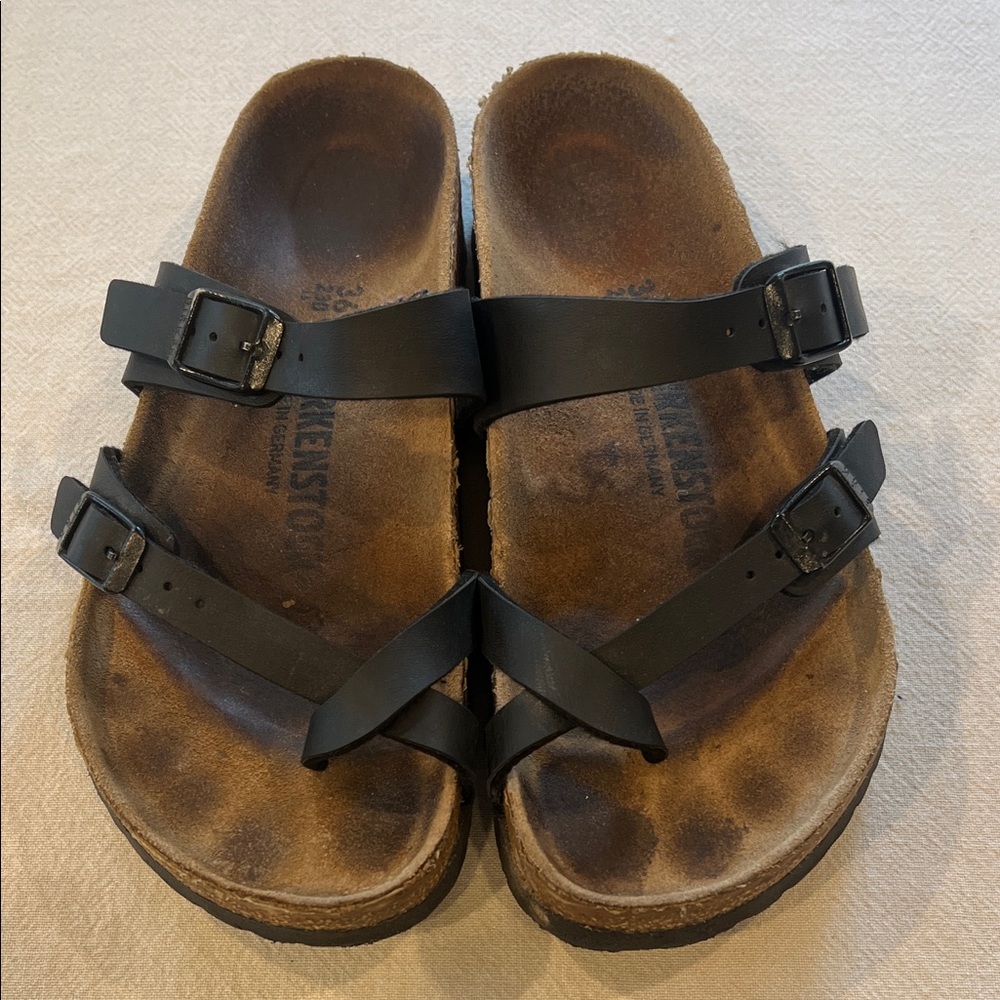 Birkenstock  Black Two-Strap Buckle Sandals